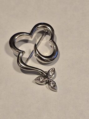 Nina Ricci Rhodium Plated Brooch with Swarovski Crystals